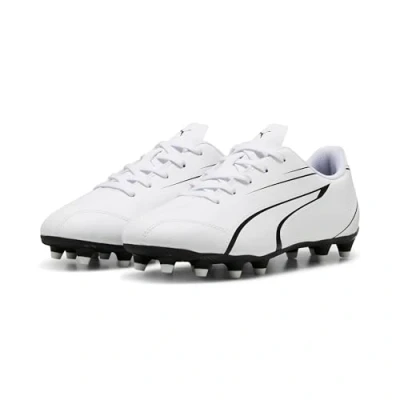 Image of PUMA Vitoria FG/AG JR Soccer Shoe, White Black, 5 UK