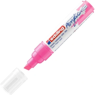 Image of edding 5000 acrylic marker broad neon pink 1 waterproof paint chisel nib 5 10 mm pen for drawing on canvas, art paper and wood markers pebbles