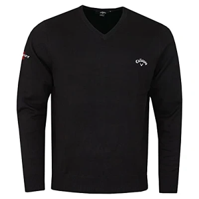 Image of Callaway Golf Mens Odyssey LS V Neck Sweater True Black M