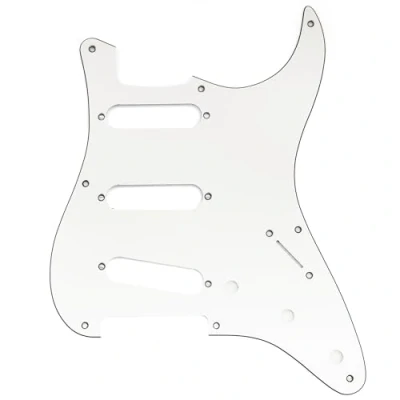 Image of Musiclily Pro 8 Holes ST SSS Pickguard for 2008 2019 China Made Squier Classic Vibe SQ CV 50s Reissue Vintage Strat Style Electric Guitar, 3ply White