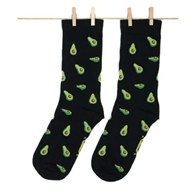 Image of Roits Men’s Avocado Black Socks 7 12 Cool Happy Odd Funky Funny Fruit Design