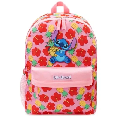 Image of Disney Backpack for Girls, Stitch School Bags Girls (Pink/Red)