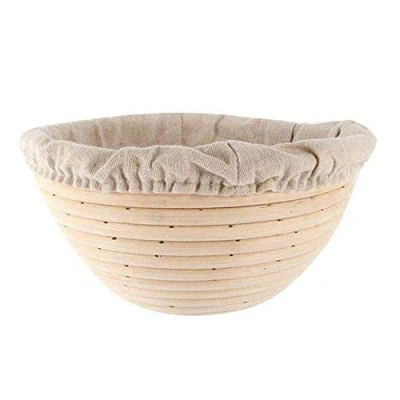 Image of Rojeam Round Bread Proofing Basket with Cloth Liner Natural Rattan Sourdough Proving