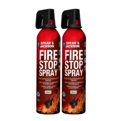 Image of Spear and Jackson 2 x 750g fire Stop Spray For Home, Kitchen, Car, Caravan, Camping 10 in 1 extinguisher Non toxic, eco friendly stain resistant