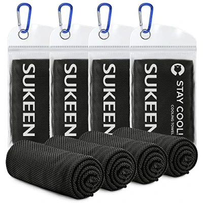 Image of Sukeen [4 Pack Cooling Towel (40&quot;x12&quot;),Ice Towel,Soft Breathable Chilly Towel,Microfiber for Yoga,Sport,Running,Gym,Workout,Camping
