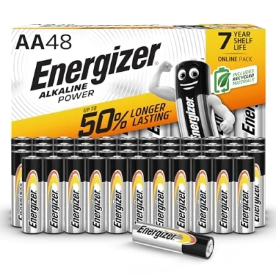 Image of Energizer AA Batteries, Alkaline Power, 48 Pack, Double A Battery Pack Amazon Exclusive (Packaging may vary)