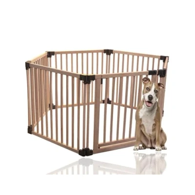 Image of Safetots Premium Wooden Pet Pen and Puppy Training Pen, 6 x 80cm Hexagon, Dog Exercise Playpen, With door, Easy Assembly