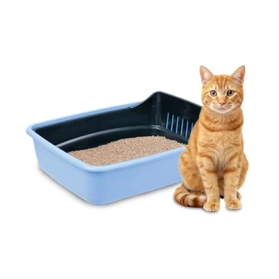Image of Ferplast Cat Litter Tray ARIEL 10, Box with Sieve that Eliminates Dirt for easy Cleaning, 46.5 x 35.5 xh 11.5 cm. Blue