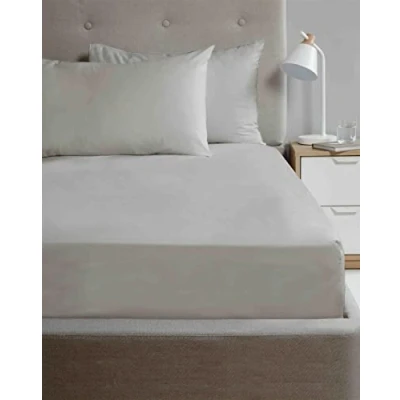Image of Rapport Home Microfibre Silver Double Fitted Sheet Luxury Easy Care Non Iron Bedding