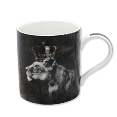 Image of lesser and pavey LP34115 Ceramic Mug Royal Lioness design 1 Pc, Black &amp; White