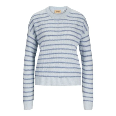 Image of JJXX Women&#039;s Jxpenelope Crew Neck Knit Sn Jumper, Skyway/Stripes:/Coronet Blue, XS