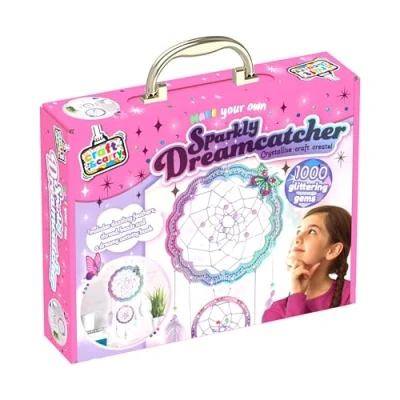 Image of Bookoli Make Your Own Sparkly Dreamcatcher Craft and Carry Activity Kit Gifts for Girls Arts Crafts Activities Kids