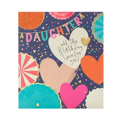 Image of UK Greetings Birthday Card for Daughter Bright Hearts Design