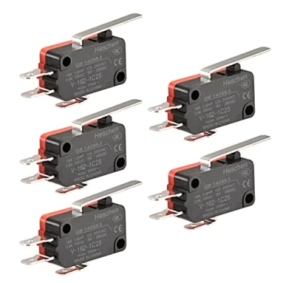 Image of Heschen Micro Switch, V 162 1C25, SPDT, Short Hinge Lever, 16A 250VAC, 5 Pieces