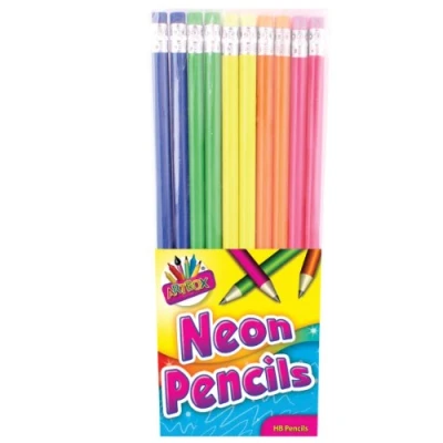 Image of THE ART BOXArtbox Neon Rubber Tip HB Pencil (Pack of 10) 6366
