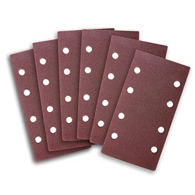 Image of ExcInter 10PCS 93x185mm Sandpaper Sanding Paper 8 Holes Loop Sand Sheet Punched 600 Grits Fit Rectangular Orbital Sander