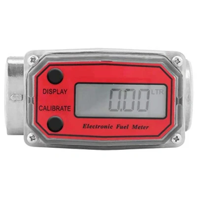 Image of Samfox Digital Turbine Fuel Flow Meter, 15 120L/min 1&#039;&#039; NPT, High Accuracy, Compatible with Diesel, Kerosene, Gasoline, Stainless Steel, Blue or Red