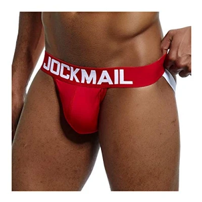 Image of Sexy Mens Jock Straps Underwear Cotton Jocks Bikini G Strings Men Thongs Male Briefs Gay 6 Colors (XL, Red)