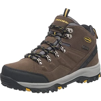 Image of Skechers Men&#039;s Relment Pelmo High Rise Hiking Boots, Khaki Suede, 8.5 UK