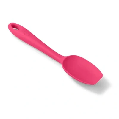 Image of Zeal Silicone Spatula Spoon, Non Stick Flat Ended Cooking Spoon for Scraping, Scooping and Stirring Odour Stain Resistant, 20cm, Neon Pink