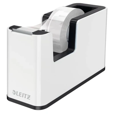Image of Leitz Tape Dispenser, Heavy Base with Tape, Wow Range, Pearl White/Black