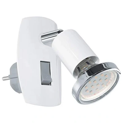 Image of Eglo Mini 4 Steel Stud Light Includes 1 x GU10 2.5 W LED Bulbs, on/Off Switch On The 7 10 cm White/Chrome 92925