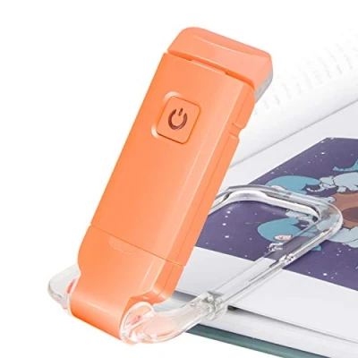 Image of HONWELL LED Reading Light, Rechargeable Book Light Clip on Books for in Bed, Soft Eye Care Lamp, 2 Brightness Settings Protection, Dimmable Lamp Kids,Orange
