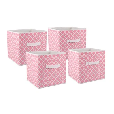 Image of DII Lattice Storage Bin, Polyester, Pink Sorbet, Small Set of 4