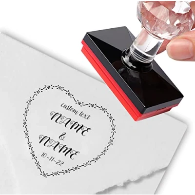 Image of Custom Stamp Personalized Simple Floral Heart Wreath Rustic Country Wedding Return Address Labels Forever Stamps
