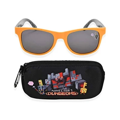 Image of Minecraft Kids Sunglasses with Glasses Case, Protective Toddler Sunglasses, Orange, 55 mm
