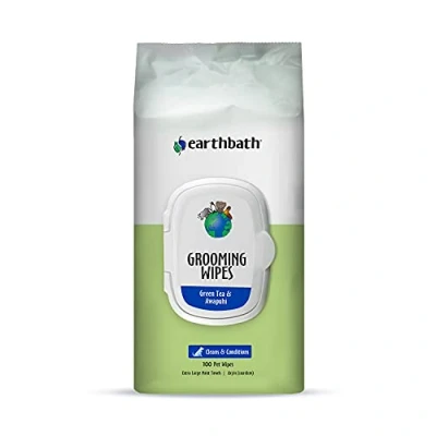 Image of Earthbath Green Tea &amp; Awapuhi Wipes: Refreshing Cleanse Infusion Pet Friendly Formula Convenient Quick Wipe Away Dirt Odours, 100 Pack