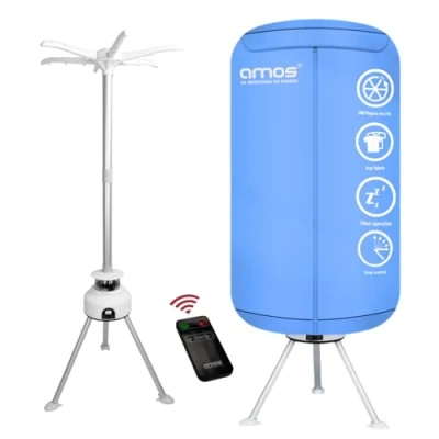 Image of AMOS Eezy Dry Pod Heated Electric Clothes Dryer Digital With Remote 10KG Capacity 1000W Indoor &amp; Outdoor Folding Airer for Laundry Large Foldable Rack Fast Drying Cover (Dry PRO)