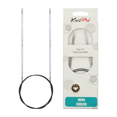 Image of KnitPro 60 cm x 3.25 mm Nova Cubics Fixed Circular Needles, Shiny Brass, Silber