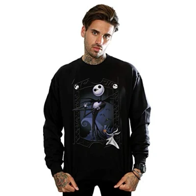 Image of Disney Men&#039;s Nightmare Before Christmas Pumpkin King Sweatshirt Black Large