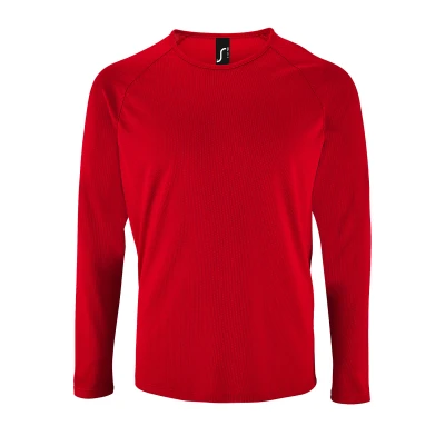 Image of SOLS Mens Sporty Long Sleeve Performance T Shirt (Red) Size Small