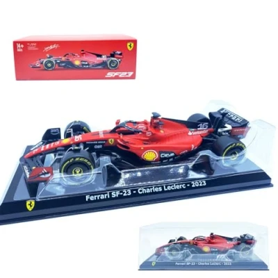Image of HTLNUZD Bburago 2023 1/24 SF23#16 F1Racing Alloy Car for Scuderia Ferrari 1:24 Leclerc Signature Die cast Adults Model Display Ornaments Collection