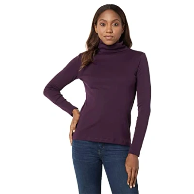 Image of Tommy Hilfiger Women&#039;s Long Sleeve Turtleneck Sweater, Aubergine, M