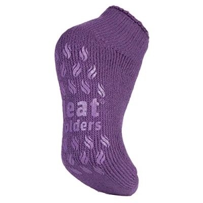 Image of HEAT HOLDERS Ladies 2.3 tog thermal low cut non slip ankle slipper socks in 4 colours size 8 uk (4 UK, Violet)