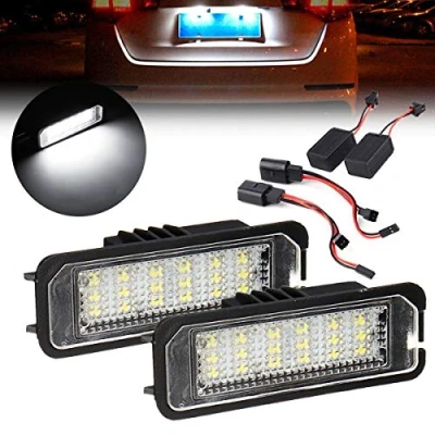 Image of GOFORJUMP 2Pcs White LED Number License Plate Light For V/W Golf GTI CC R/abbit E/os B/eetle P/haeton P/orsche C/ayman Cayenne