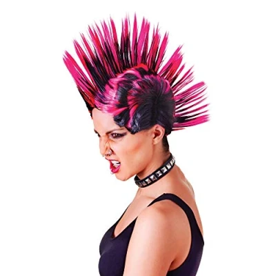 Image of Bristol Novelty BW903 Pink, and Black Mohican Female Wig, Womens, One Size