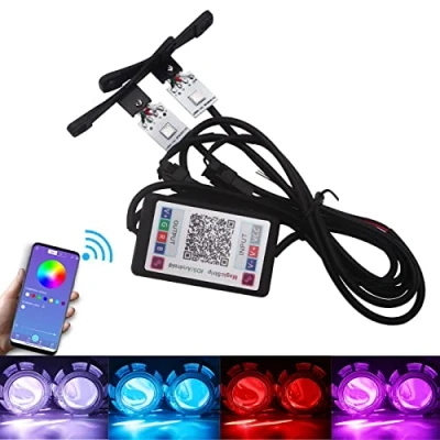 Image of Qasim 1Set Car Devil Eyes Light APP Bluetooth Controller 5050 LED Demon Multicolor 12V for HID Xenon Projector Lens Headlight 2.8inch