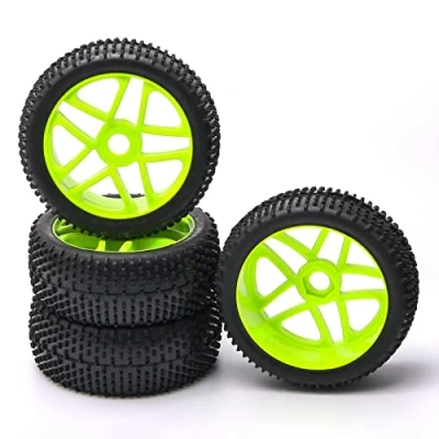 Image of Unxuey RC 1:8 Off Road Racing Car Rubber Tires Hub 5 Spoke &amp; Plactic Wheel Rim for HSP Buggy Pack of 4
