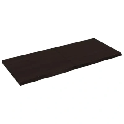 Image of vidaXL Solid Oak Wood Bathroom Countertop, Dark Grey, Versatile Vanity Top for Bathroom, Kitchen, Bar, Table Unique Live Edge Design 140 x 60 (2 4) cm