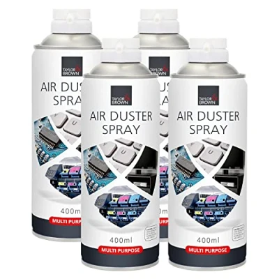 Image of 4 x 400ml Compressed Air Can Duster Spray Multi Purpose Cleaner Clean &amp; Protects Laptop, Keyboards, Printers, Electronics, PC Cleaning Computer Components