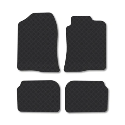 Image of Rubber Car Mats Compatible with Toyota Avensis (2003 2009) Tailored Fit Floor Set Accessory Black Custom 4 Pieces Clips Anti Slip Backing, Heavy Duty &amp; Waterproof