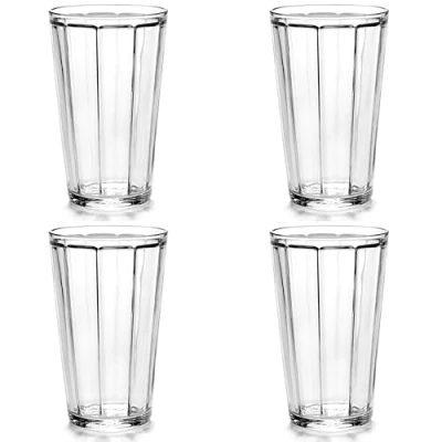 Image of Serax Set of 4 Longdrink Drinking Glasses Surface glassware by Sergio Herman Clear Water Glass Cups without Lids Home Essentials, Kitchen Suitable for Beer, Juice, Coffee