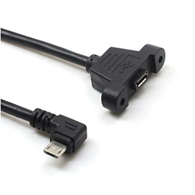 Image of innov8 Micro USB 5Pin B Male to Female Panel Mount Extension Adapter Charging &amp; Sync Cable for Raspberry Pi, Arduino, Feather, Android devices,Printers 0.2m (Right Angle)