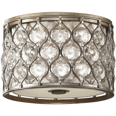 Image of Lucia 2 Light Flush Ceiling Burnished Silver, E27