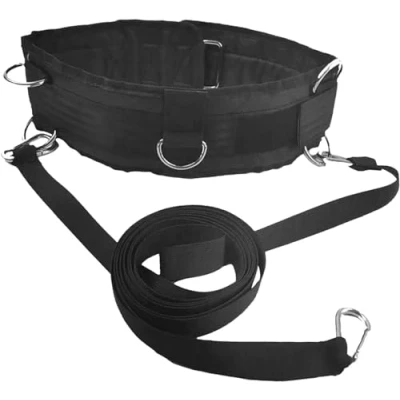 Image of Running Training Resistance Belt, Nylon Band, Gym Waist Belt for Pulling Sled, Pulley Strap with Rings Cable Machines Fitness Strength Speed Agility