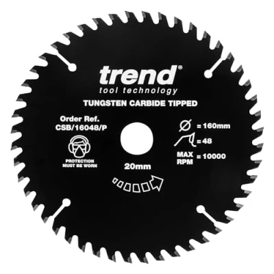 Image of Trend Wood PTFE Circular Saw Blade, 160mm Diameter, 20mm Bore, 48 Teeth, TCT, 2.2mm Kerf, CSB/16048/P